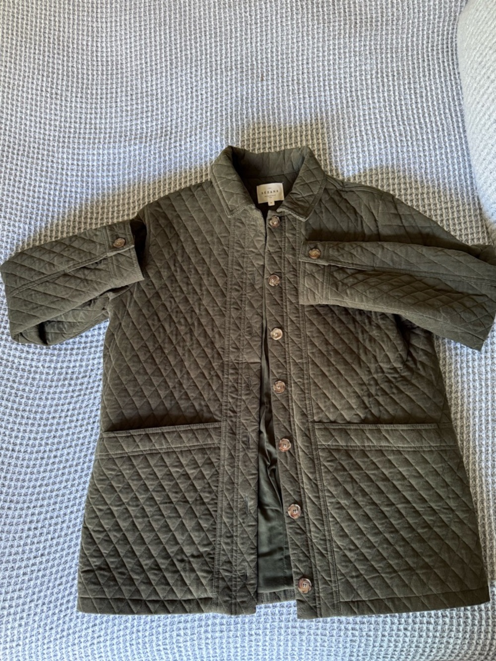 Sezane Will Quilted Olive Utility Jacket - Medium